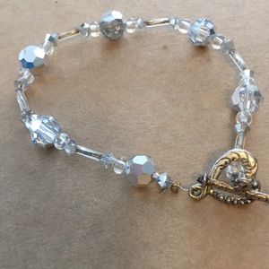 New Crystal faceted heart toggle bracelet